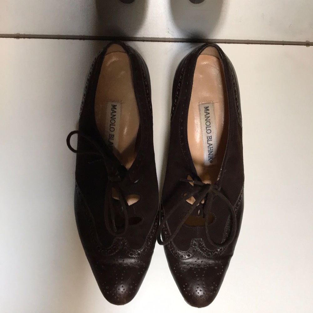 Vintage Manolo Blahnik Deep Brown Suede & Leather - Picture 3 of 14